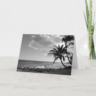 Zwart-wit Barbados Palm Tree Beach - Blank Kaart