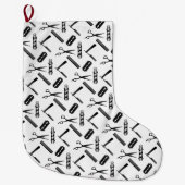 Zwart-wit Barber's Pole Pattern Grote Kerstsok (Voorkant)