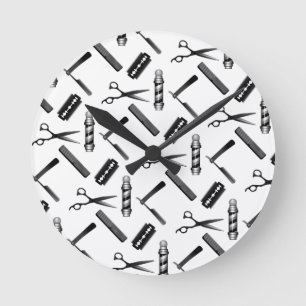 Zwart-wit barber's poolpatroon ronde klok