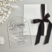 Zwart-wit Barok Script Wedding Acryl Uitnodigingen