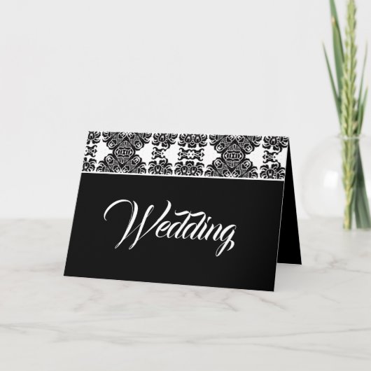 Zwart-wit Barok Victoriaans Damask Wedding (Voorkant)