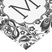 Zwart-wit Barokdamast Monogram Medium Tafelloper (Hoek)