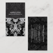 Zwart-wit  barokstijl ontwerp visitekaartje (Voorkant / Achterkant)