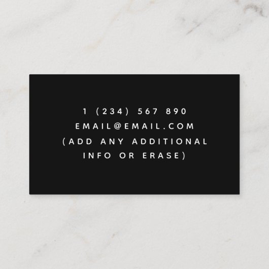 Zwart & Wit Bartending Thema Eenvoudig Elegant Coo Visitekaartje (Achterkant)