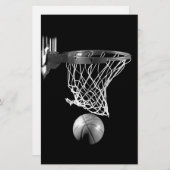 Zwart & Wit Basketbal Briefpapier (Voorkant / Achterkant)