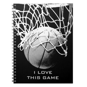 Zwart & Wit Basketbal Ik hou van dit spel Notitieb Notitieboek