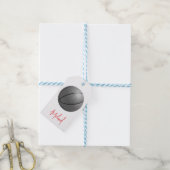Zwart & Wit Basketbal Jouw naam Custom Cadeaulabel (Met Touw)