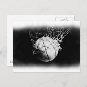 Zwart & Wit Basketbal Kunst Briefkaart (Voorkant / Achterkant)