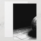Zwart Wit Basketbal Kunst Briefpapier (Voorkant / Achterkant)