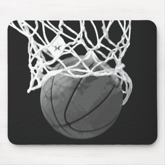 Zwart & Wit Basketbal Mousepad Muismat (Voorkant)