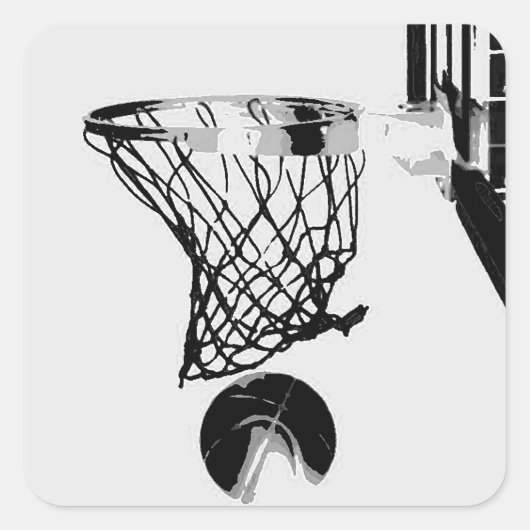 Zwart & Wit Basketbal Pop Art Sticker (Voorkant)