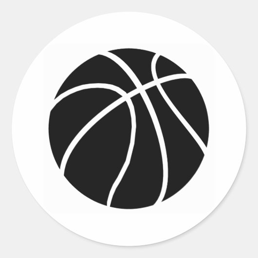 Zwart-wit basketbal ronde sticker (Voorkant)