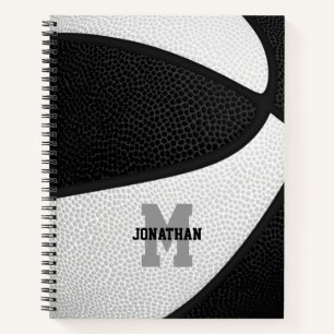Zwart wit basketbal team kleuren gepersonaliseerd notitieboek