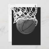 Zwart-wit Basketball Briefkaart (Voorkant / Achterkant)