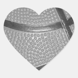Zwart-wit Basketball Hart Sticker