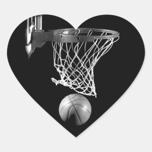Zwart-wit Basketball Hart Sticker