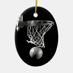 Zwart-wit Basketball Keramisch Ornament