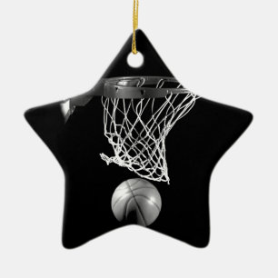Zwart-wit Basketball Keramisch Ornament