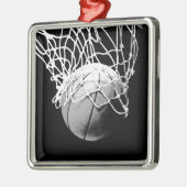 Zwart-wit Basketball Metalen Ornament (Links)