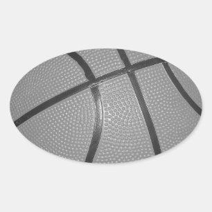 Zwart-wit Basketball Ovale Sticker