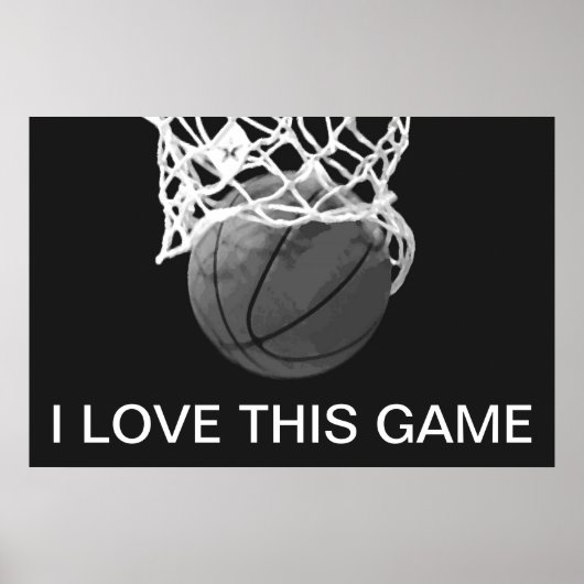 Zwart-wit Basketball-Poster Ik hou van dit spel Poster (Voorkant)