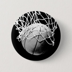 Zwart-wit Basketball Ronde Button 5,7 Cm