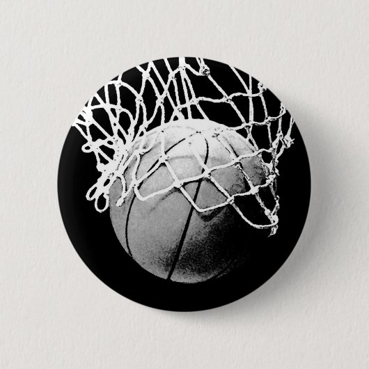 Zwart-wit Basketball Ronde Button 5,7 Cm (Voorkant)