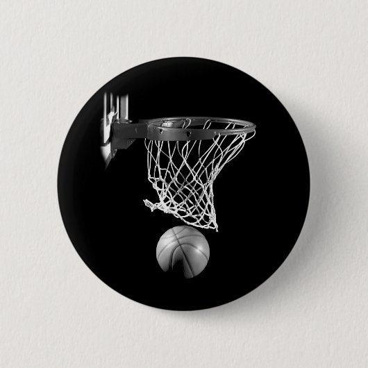 Zwart-wit Basketball Ronde Button 5,7 Cm (Voorkant)