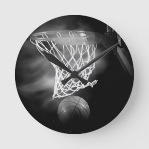 Zwart-wit Basketball Ronde Klok