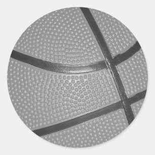 Zwart-wit Basketball Ronde Sticker