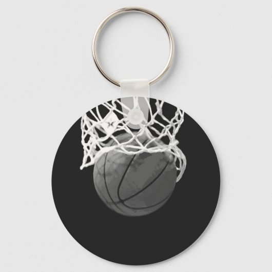 Zwart-wit Basketball Sleutelhanger (Voorkant)