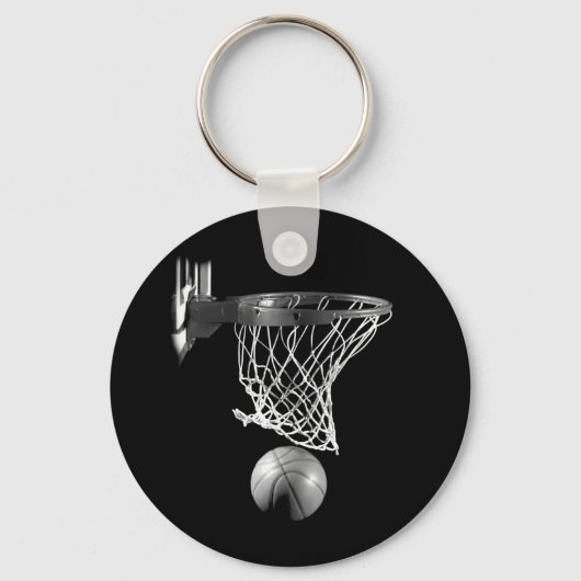 Zwart-wit Basketball Sleutelhanger (Voorkant)