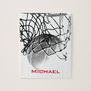 Zwart-wit Basketball Voeg Jouw naam toe Legpuzzel