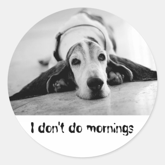 Zwart-wit Basset Hound Sticker (Voorkant)