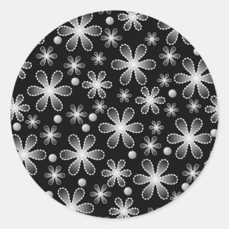 Zwart-wit Bead Flowers Sticker