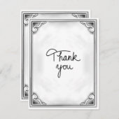 Zwart-wit bedankkaart Rustic Flat Blank (Voorkant / Achterkant)