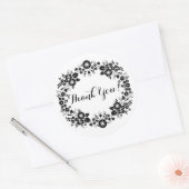Zwart-Wit Bedankt Ronde Sticker (Envelop)