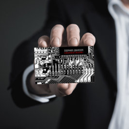 Zwart-wit bedrading van printplaten engineering visitekaartje