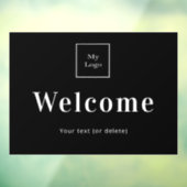 Zwart wit bedrijfslogo welkom raamsticker (Vel 3)