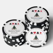 Zwart & Wit Bedrijfsnaam Groene Kerstboom Poker Chips (Opstapeling)
