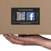 Zwart wit bedrijfsnaam qr code Facebook Rechthoekige Sticker