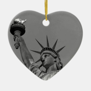 Zwart-wit beeld van de Vrijheid New York Keramisch Ornament