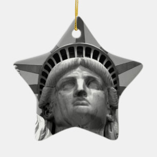 Zwart-wit beeld van de Vrijheid New York Keramisch Ornament