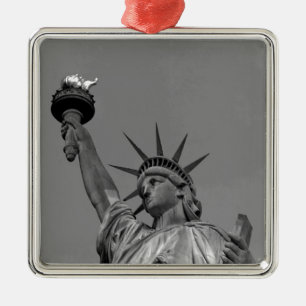 Zwart-wit beeld van de Vrijheid New York Metalen Ornament