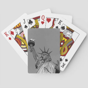 Zwart-wit beeld van de Vrijheid New York Pokerkaarten