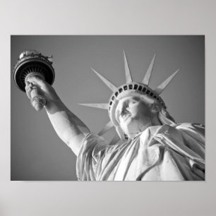 Zwart-wit beeld van de Vrijheid New York Poster