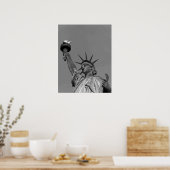 Zwart-wit beeld van de Vrijheid New York Poster (Keuken)