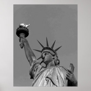Zwart-wit beeld van de Vrijheid New York Poster