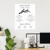 Zwart Wit Berg Kalligrafie Bruiloft Bar Menu Poster (Thuiskantoor)