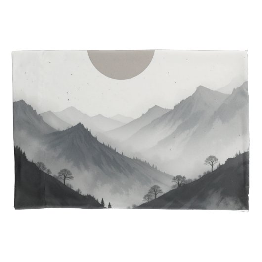 Zwart-wit berglandschap kussensloop (Voorkant)